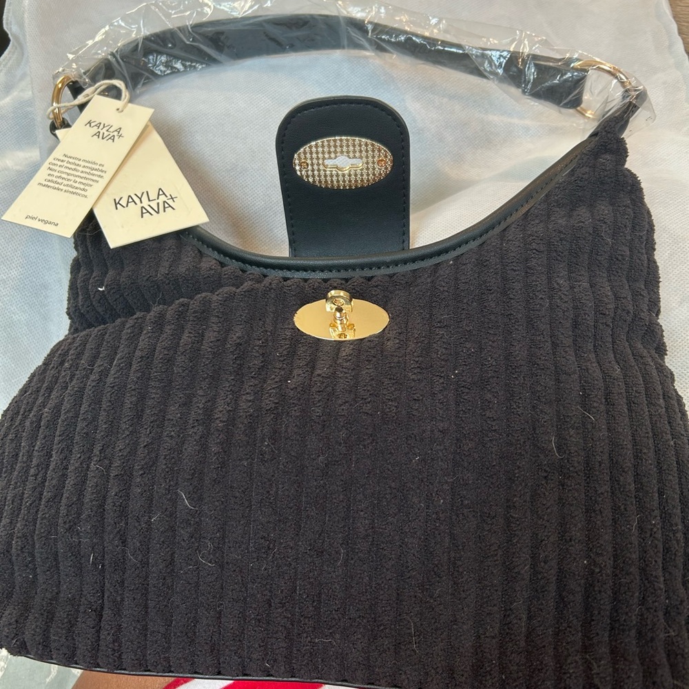 Black Corduroy Shoulder Bag